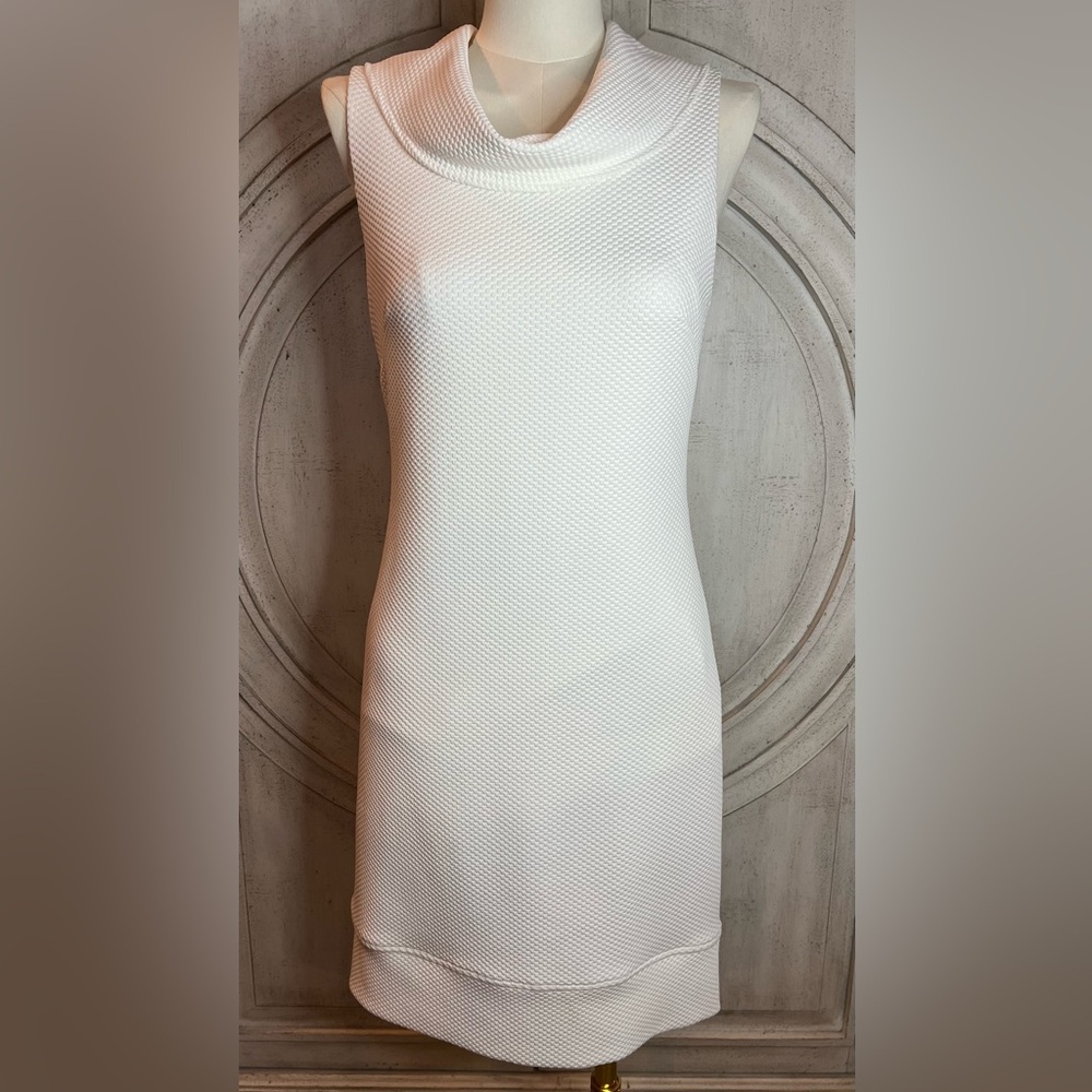 Joseph Ribkoff White Sleeveless Textured Dress